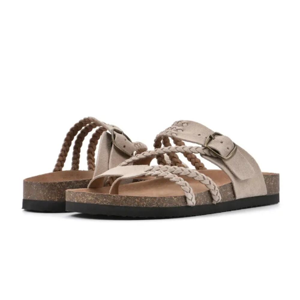 NEW White Mountain Comfortable Women's Hayleigh Flat Sandals Wood Suede Size 6M